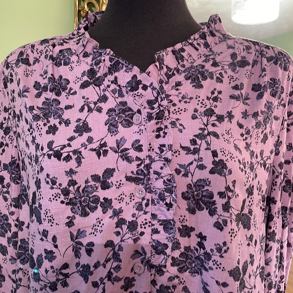 Purple Floral Button Down